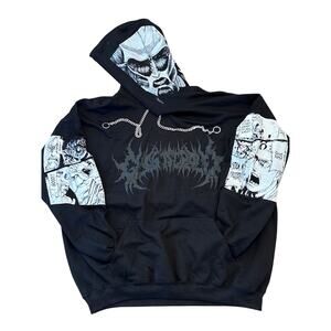 Rare Ghost Supply OG release Black AOT manga hoodie with chain drawstrings 2XL